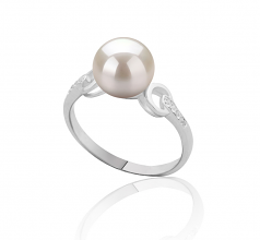 8-9mm AAAA Quality Freshwater Cultured Pearl Ring in Eunice White