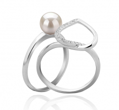 6-7mm AAAA Quality Freshwater Cultured Pearl Ring in Heart White