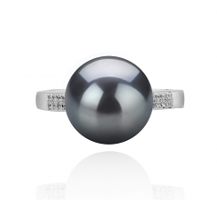 10-11mm AAAA Quality Freshwater Cultured Pearl Ring in Oana Black