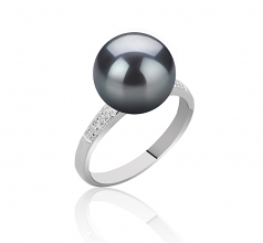 10-11mm AAAA Quality Freshwater Cultured Pearl Ring in Oana Black