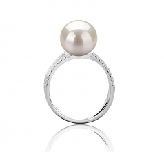 9-10mm AAAA Quality Freshwater Cultured Pearl Ring in Zana White