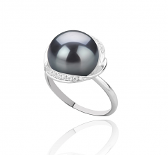 11-12mm AAA Quality Freshwater Cultured Pearl Ring in Wendy Black