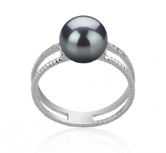 8-9mm AAA Quality Japanese Akoya Cultured Pearl Ring in Rahara Black