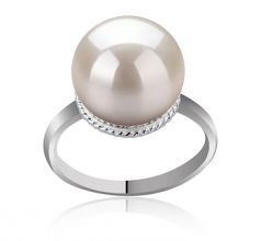 10-11mm AAAA Quality Freshwater Cultured Pearl Ring in Tindra White