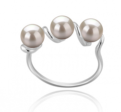 5-6mm AAAA Quality Freshwater Cultured Pearl Ring in Kitty White