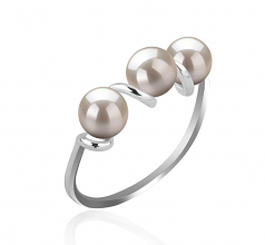 5-6mm AAAA Quality Freshwater Cultured Pearl Ring in Kitty White
