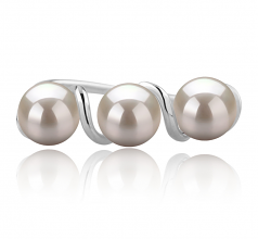 5-6mm AAAA Quality Freshwater Cultured Pearl Ring in Kitty White
