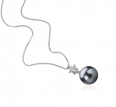 9-10mm AAA Quality Tahitian Cultured Pearl Pendant in Star Black