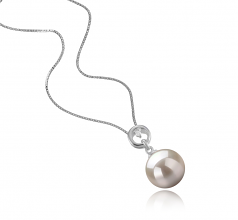 10-11mm AAAA Quality Freshwater Cultured Pearl Pendant in Bonita White