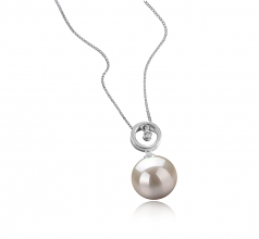 10-11mm AAAA Quality Freshwater Cultured Pearl Pendant in Aurora White
