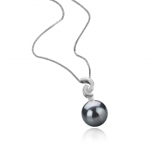 10-11mm AAA Quality Tahitian Cultured Pearl Pendant in Eilidh Black