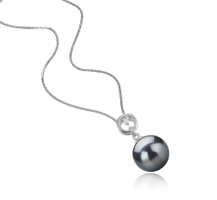 10-11mm AAA Quality Tahitian Cultured Pearl Pendant in Bonita Black