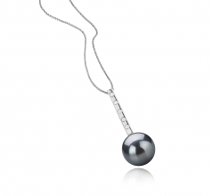11-12mm AAA Quality Tahitian Cultured Pearl Pendant in Vanna Black