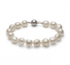 10-11mm Baroque Quality Freshwater Cultured Pearl Bracelet in Baroque Drop White