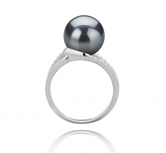 10-11mm AAA Quality Tahitian Cultured Pearl Ring in Layana Black
