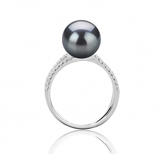 9-10mm AAA Quality Tahitian Cultured Pearl Ring in Zana Black