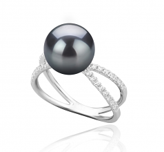 9-10mm AAA Quality Tahitian Cultured Pearl Ring in Zana Black