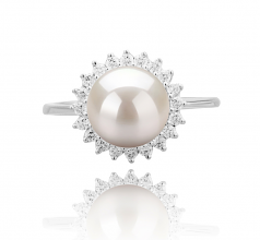 8-9mm AAAA Quality Freshwater Cultured Pearl Ring in Dreama White