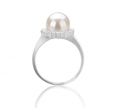 8-9mm AAAA Quality Freshwater Cultured Pearl Ring in Dreama White