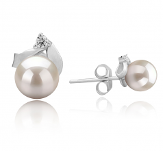 5-6mm AAAA Quality Freshwater Cultured Pearl Earring Pair in Tanita White