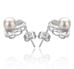 5-6mm AAAA Quality Freshwater Cultured Pearl Earring Pair in Princess White