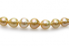 10-14mm Baroque Quality South Sea Cultured Pearl Necklace in 18-inch Gold