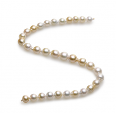 10-13mm Baroque Quality South Sea Cultured Pearl Necklace in 18-inch Multicolor