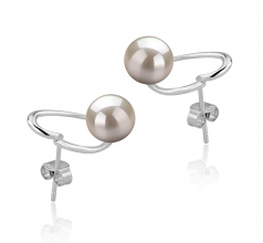 7-8mm AAAA Quality Freshwater Cultured Pearl Earring Pair in Vanessa White