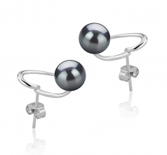 7-8mm AAAA Quality Freshwater Cultured Pearl Earring Pair in Vanessa Black