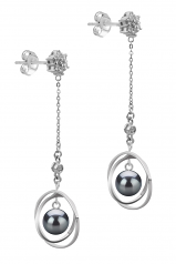 6-7mm AA Quality Japanese Akoya Cultured Pearl Earring Pair in Paula Black