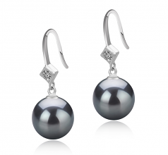 8-9mm AAAA Quality Freshwater Cultured Pearl Earring Pair in Ethel Black
