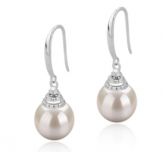 10-11mm AAAA Quality Freshwater Cultured Pearl Earring Pair in Roxanne White