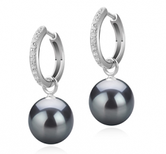 10-11mm AAA Quality Tahitian Cultured Pearl Earring Pair in Rosalind Black