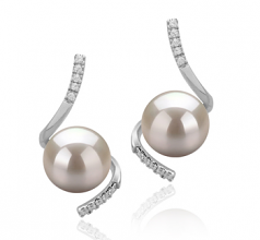 8-9mm AAAA Quality Freshwater Cultured Pearl Earring Pair in Mathilde White