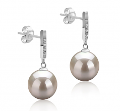 9-10mm AAAA Quality Freshwater Cultured Pearl Earring Pair in Janet White