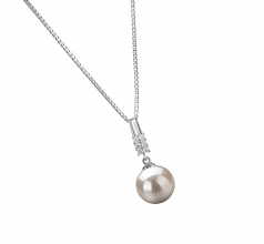 9-10mm AAAA Quality Freshwater Cultured Pearl Pendant in Thelma White