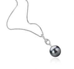 9-10mm AAA Quality Tahitian Cultured Pearl Pendant in Sierra Black