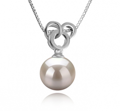 9-10mm AAAA Quality Freshwater Cultured Pearl Pendant in Adelina White