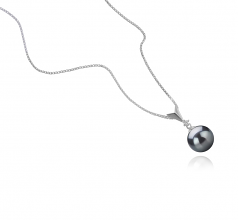 9-10mm AAA Quality Tahitian Cultured Pearl Pendant in Ailani Black