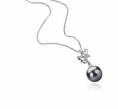 9-10mm AAA Quality Tahitian Cultured Pearl Pendant in Braith Black
