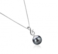 9-10mm AAA Quality Tahitian Cultured Pearl Pendant in Valena Black