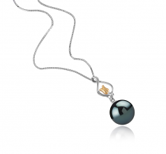 11-12mm AAA Quality Tahitian Cultured Pearl Pendant in Caresse Black