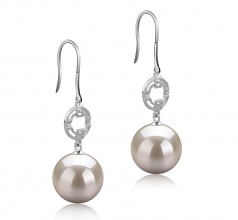10-11mm AAAA Quality Freshwater Cultured Pearl Earring Pair in Adelle White