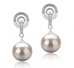 8-9mm AAAA Quality Freshwater Cultured Pearl Earring Pair in Madonna White