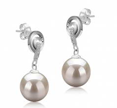 8-9mm AAAA Quality Freshwater Cultured Pearl Earring Pair in Madonna White