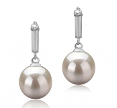 8-9mm AAAA Quality Freshwater Cultured Pearl Earring Pair in Aoife White