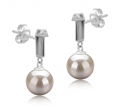 8-9mm AAAA Quality Freshwater Cultured Pearl Earring Pair in Aoife White