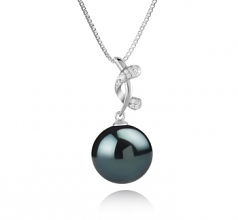 11-12mm AAA Quality Tahitian Cultured Pearl Pendant in Angie Black