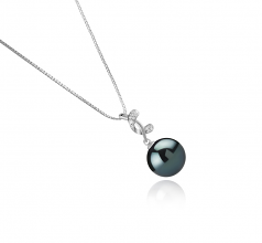 11-12mm AAA Quality Tahitian Cultured Pearl Pendant in Angie Black