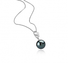 11-12mm AAA Quality Tahitian Cultured Pearl Pendant in Moira Black